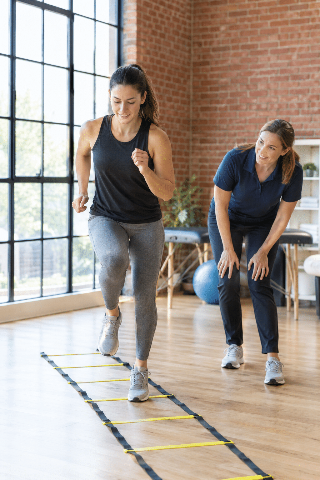 Agility Ladder Training in a Bright Studio
