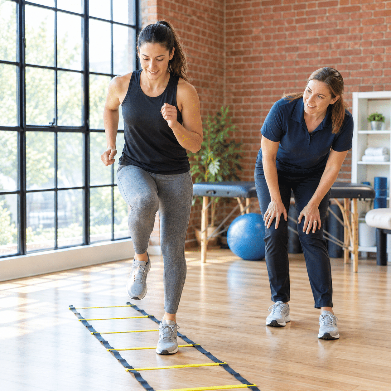 Agility Training in a Bright Rehab Studio